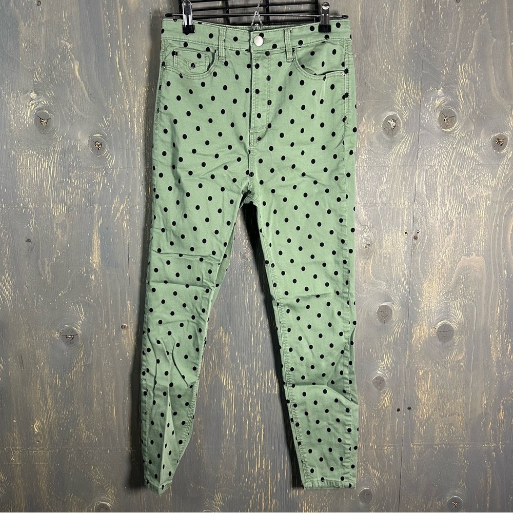 Stradivarius Green Polka Dot Jeans